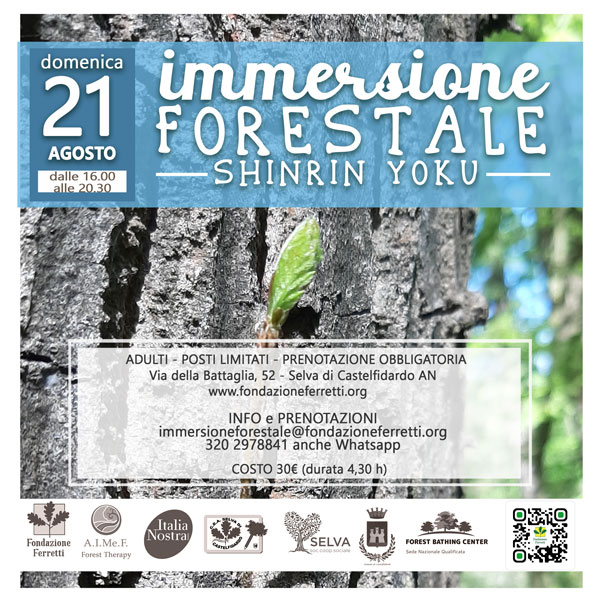 Immersione forestale – Shinrin yoku – 21 agosto 2022