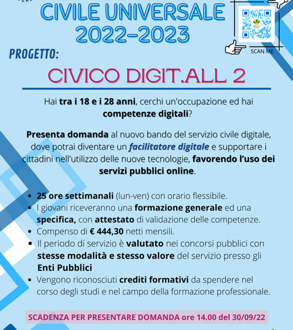 Nuovo bando di servizio civile digitale