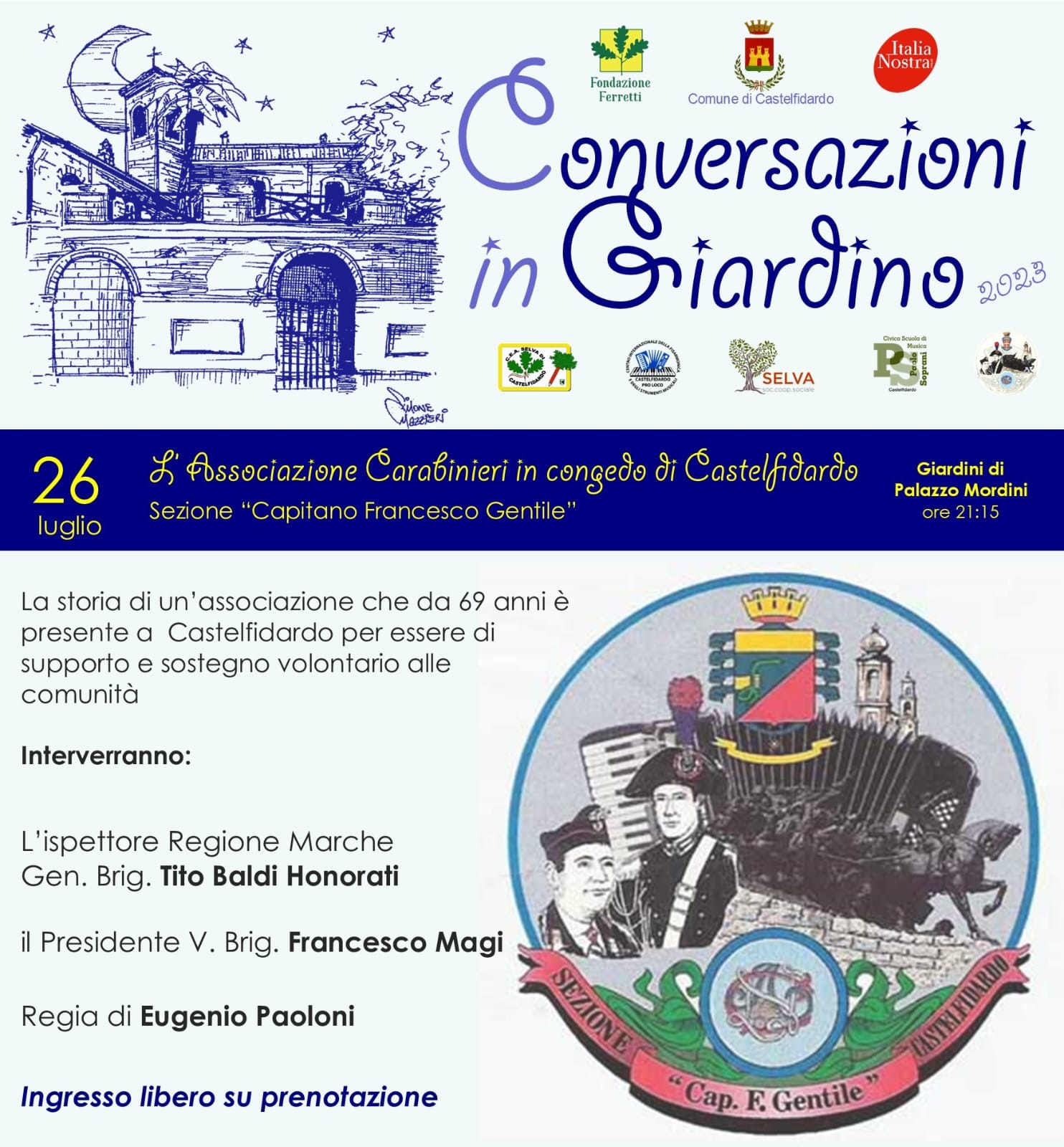 Conversazioni in Giardino -  L'ASSOCIAZIONE CARABINIERI IN CONGEDO A CASTELFIDARDO