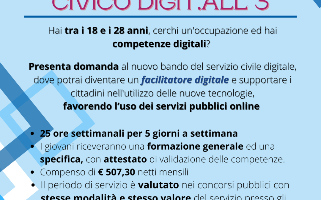 Volantino del bando servizio civile digitale 2023-24