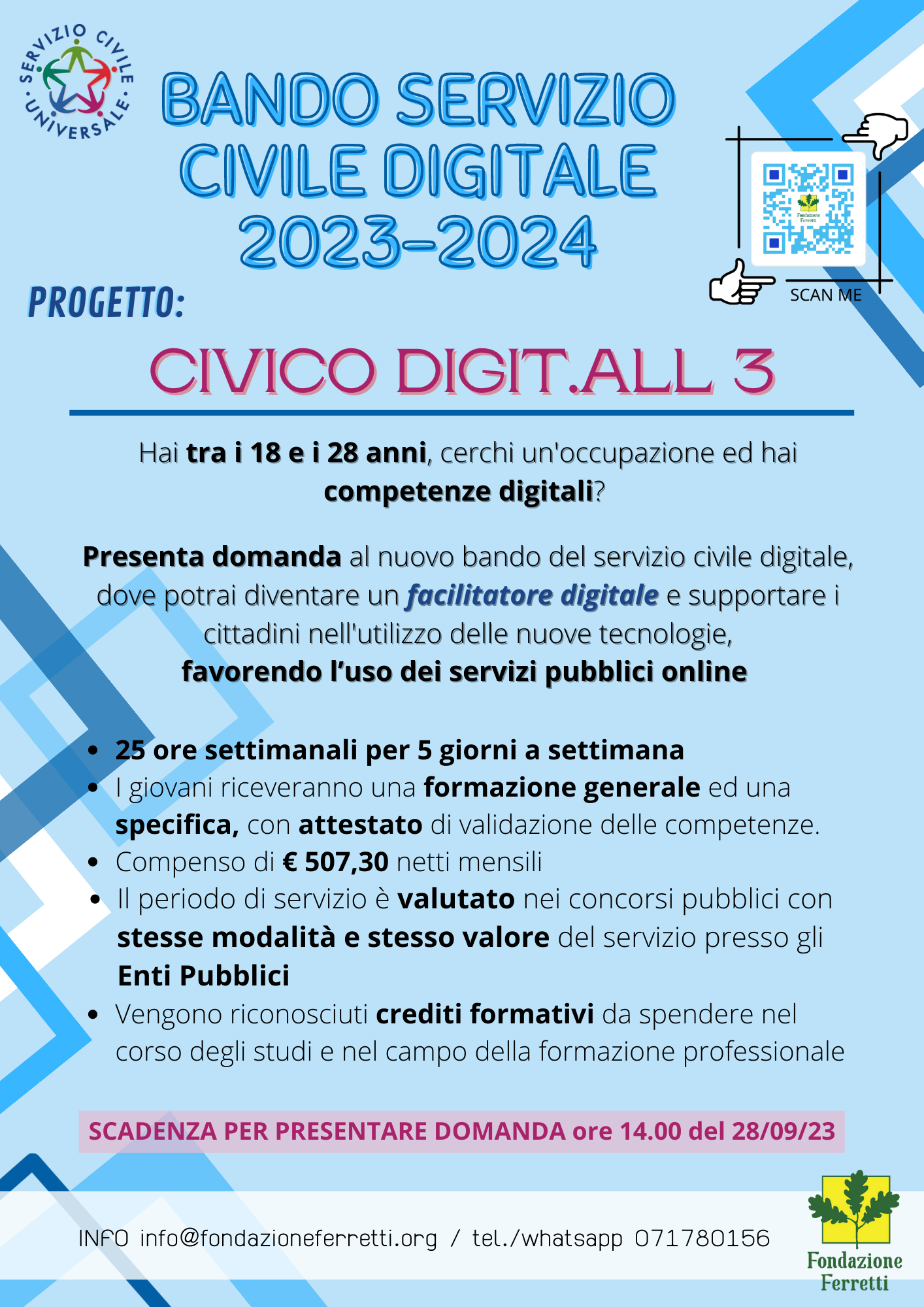 Volantino del bando servizio civile digitale 2023-24