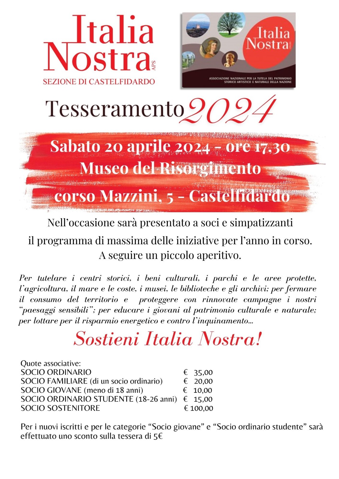 TESSERAMENTO 2024 ITALIA NOSTRA CASTELFIDARDO